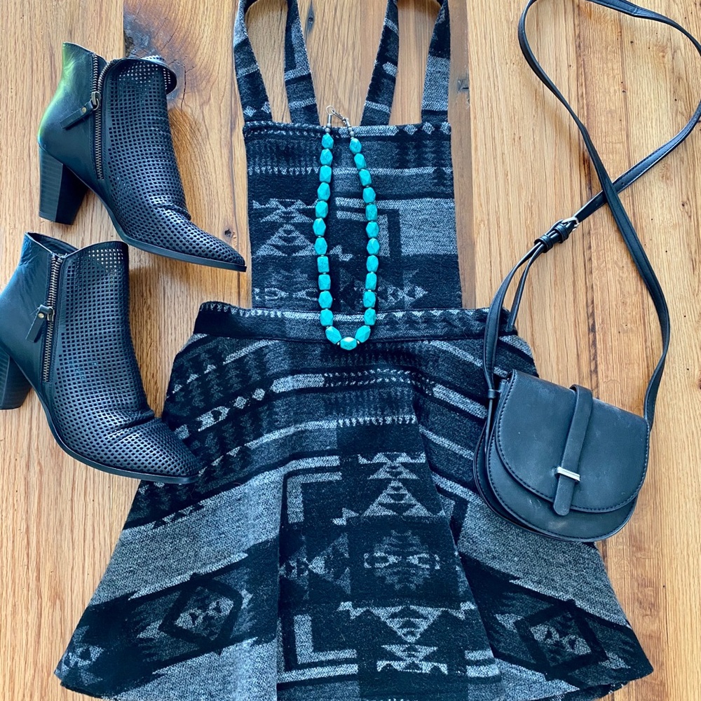 Black and Gray Overalls Dress